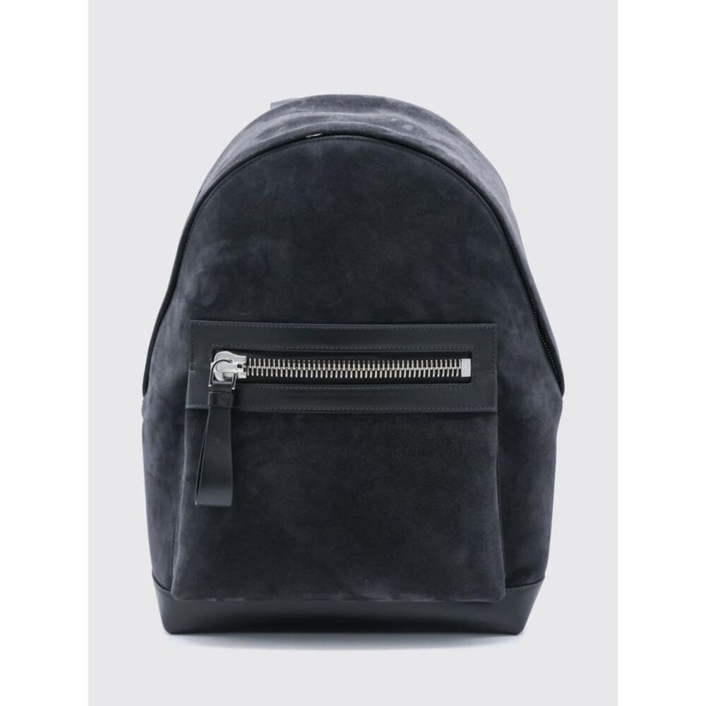 Tom Ford Men Tom Ford Suede Backpack With Front Pocket And Embossed Logo